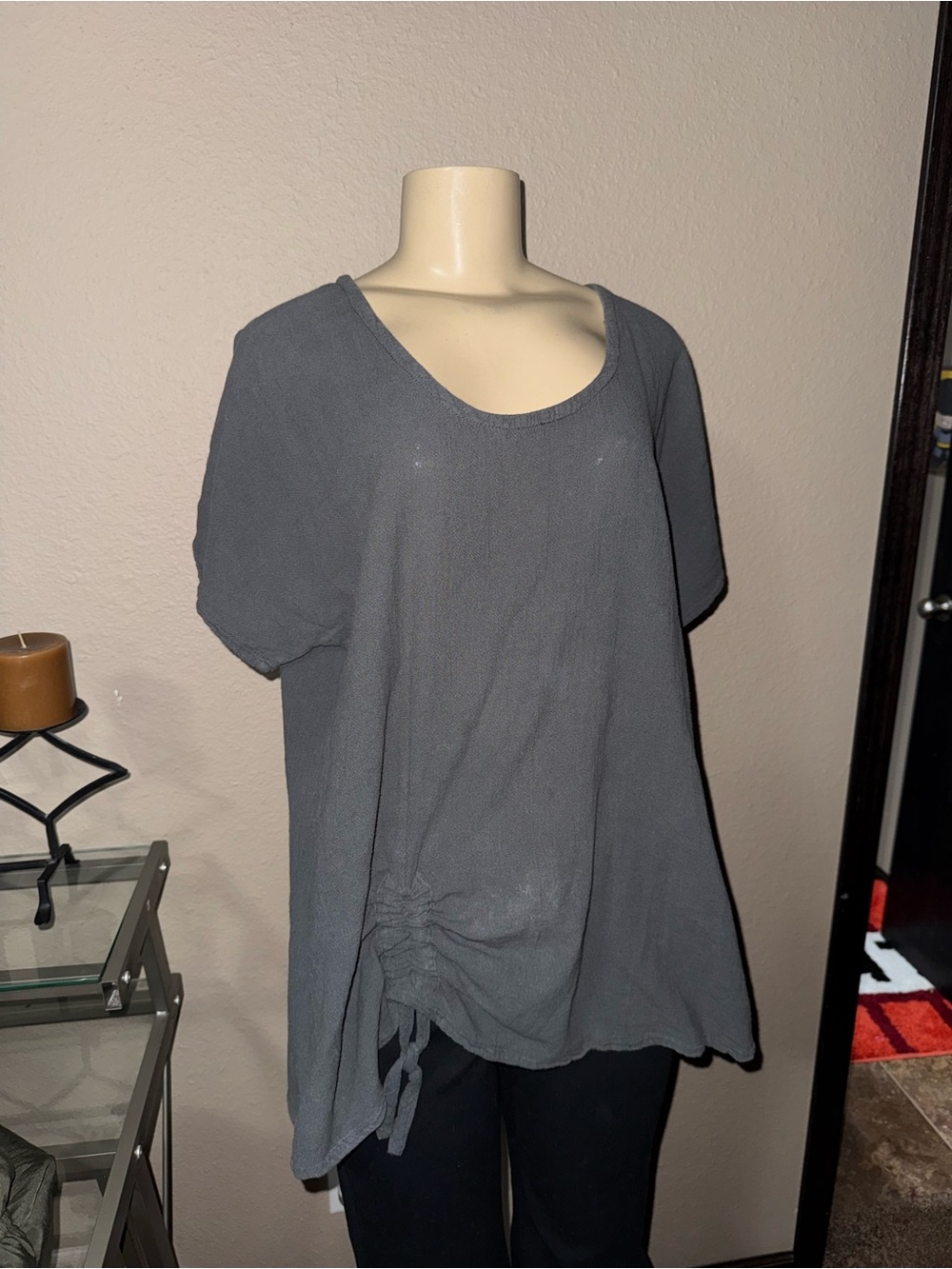 🩶Oh My Gauze Cotton Women’s Relaxed Scoop Neck Short Sleeve Top - Gray